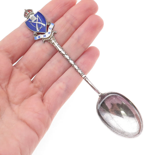 Levi & Salaman 925 Sterling Silver Antique 1908 Birmingham Enamel Coffee Spoon