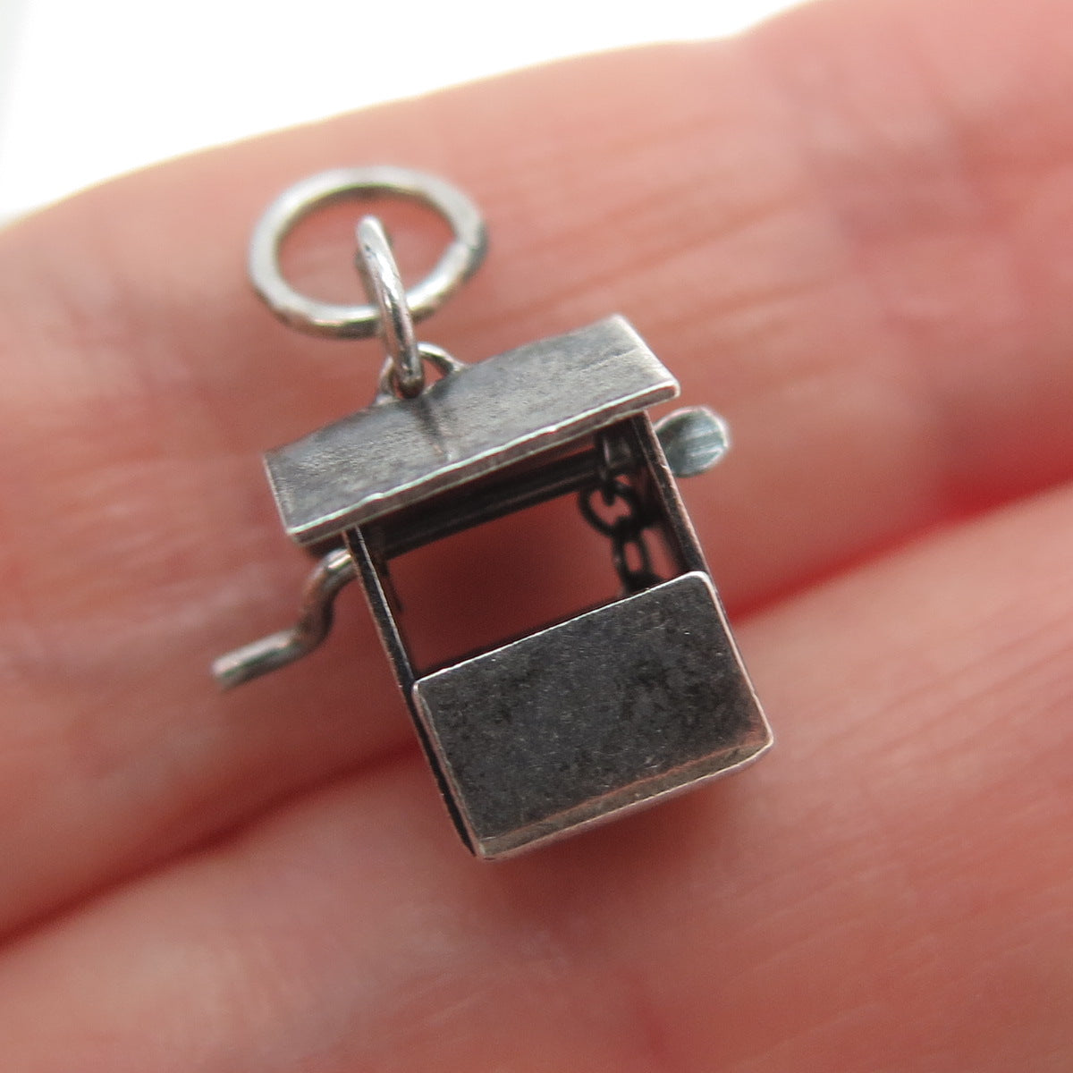925 Sterling Silver Vintage Mexico Water Well Minimalist 3D Charm Pendant