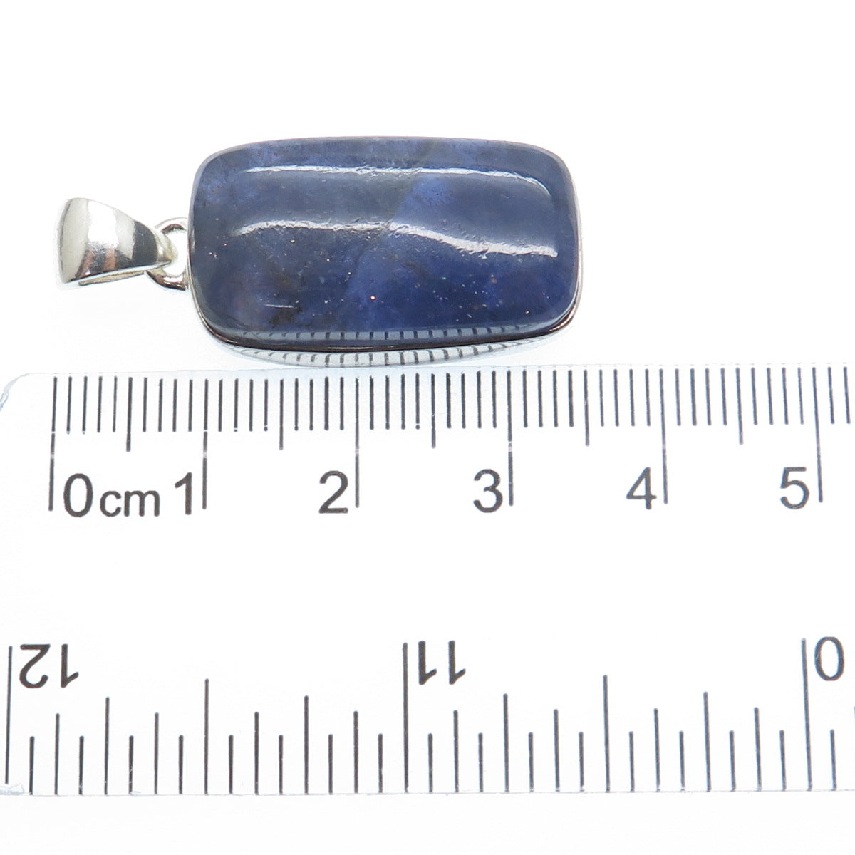 925 Sterling Silver Vintage Real Cabochon Lepidolite Charm Pendant