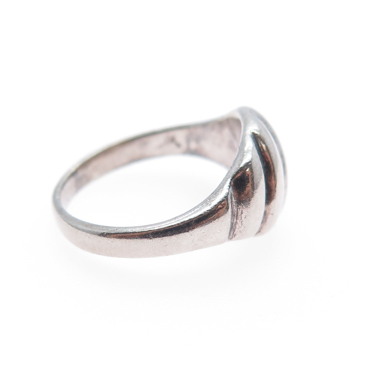 925 Sterling Silver Vintage Modernist Ribbed Oxidized Ring Size 6