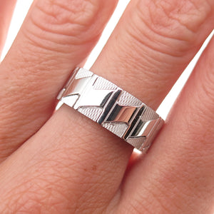 Neos 925 Sterling Silver Zig Zag Band Ring Size 7.75
