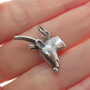 925 Sterling Silver Vintage Deer Oxidized Minimalist Charm Pendant