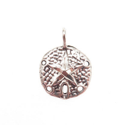 925 Sterling Silver Vintage Sand Dollar Oxidized Charm Pendant