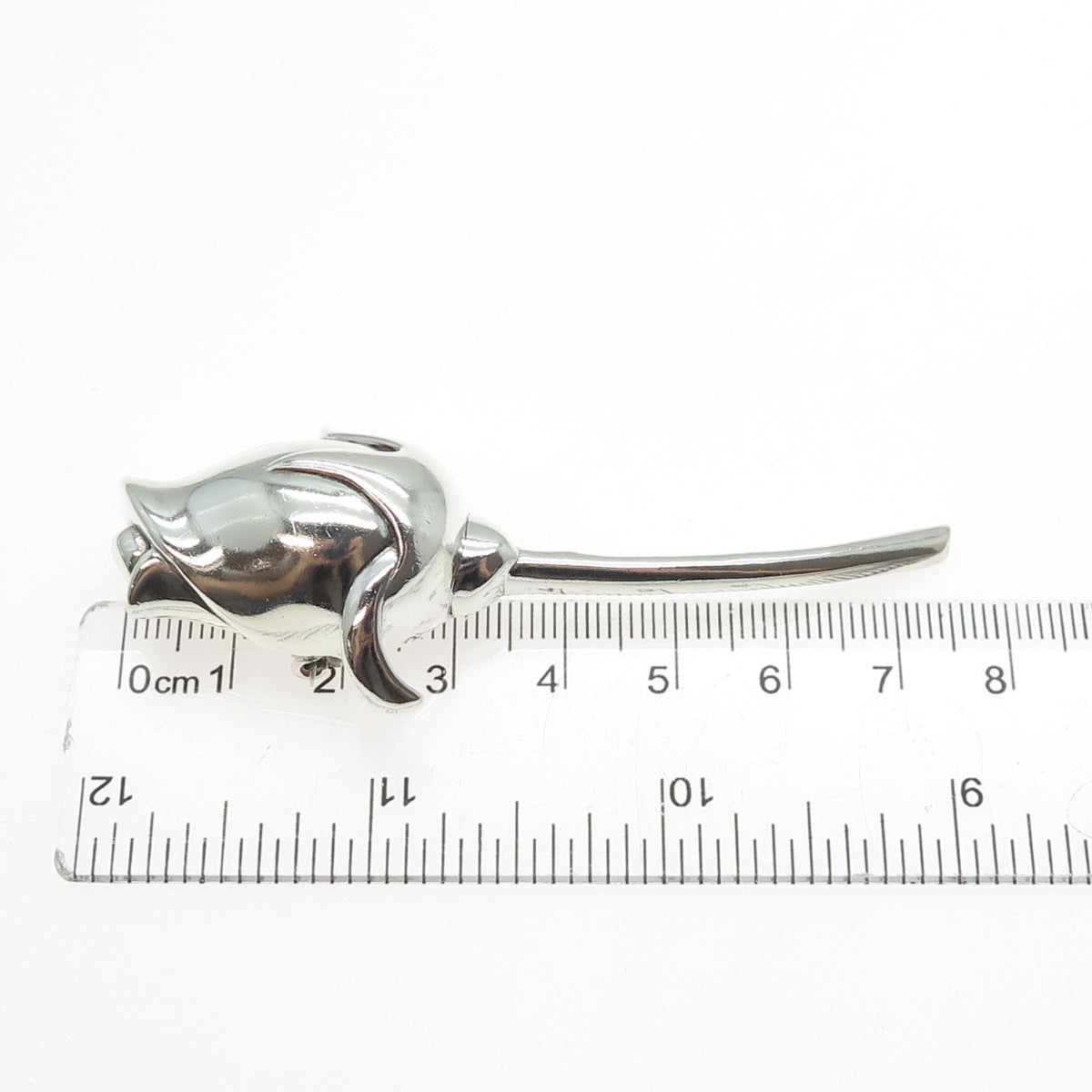 925 Sterling Silver Vintage Rose Flower Pin Brooch