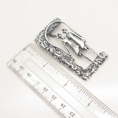 925 Sterling Silver Vintage Mexico ROCA Girls Textured Slide Pendant