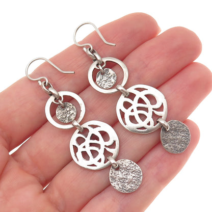 Silpada 925 Sterling Silver Vintage Celtic Disc Oxidized Dangle Earrings