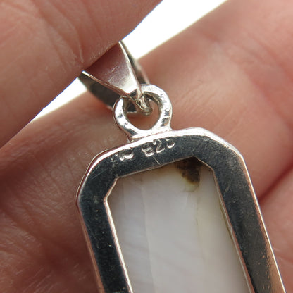 925 Sterling Silver Vintage Real Mother-of-Pearl Modernist Pendant