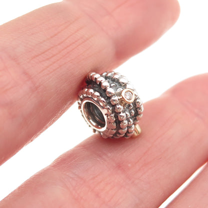 PANDORA 925 Sterling Silver Gold Real Diamond Entangled Beauty Slide Bead Charm