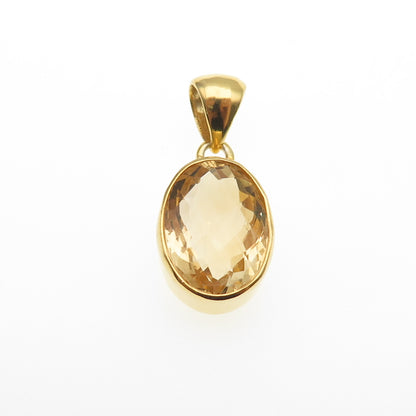 Saphirim-Rahav Sterling Silver Gold Plated Vintage Real Citrine Charm Pendant
