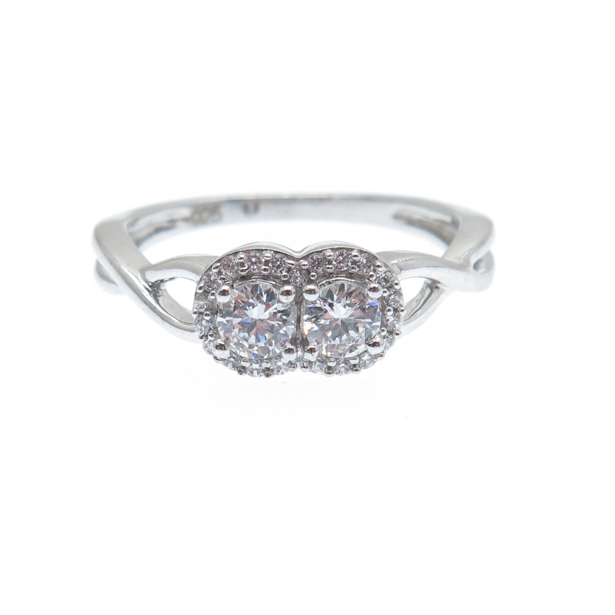 925 Sterling Silver Round-Cut C Z Infinity Twisted Promise Ring Size 7