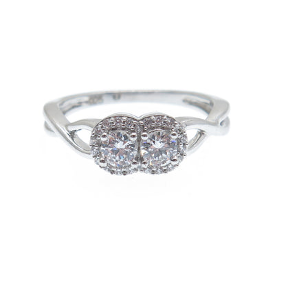 925 Sterling Silver Round-Cut C Z Infinity Twisted Promise Ring Size 7