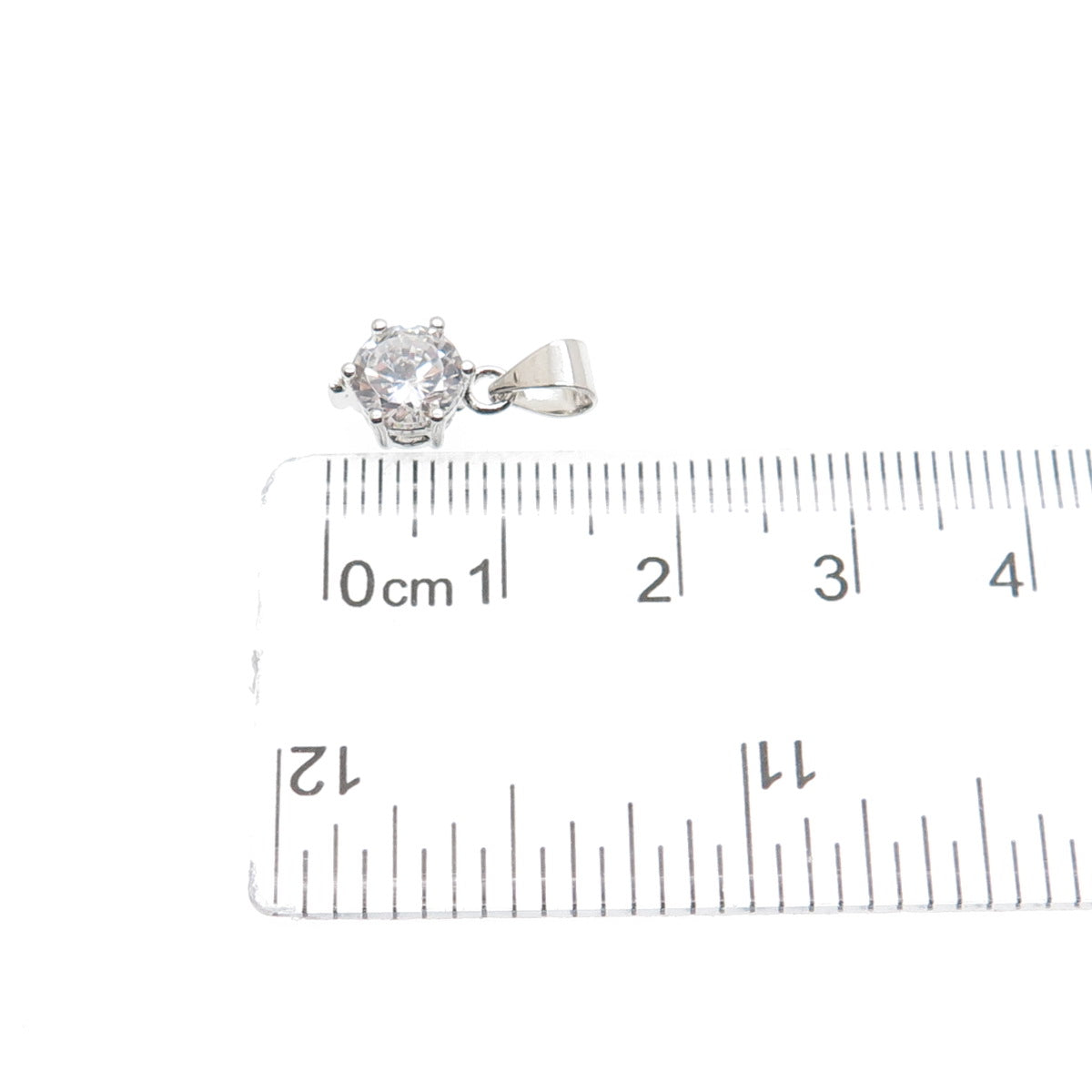 925 Sterling Silver Round-Cut C Z Minimalist Charm Pendant
