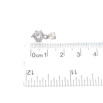 925 Sterling Silver Round-Cut C Z Minimalist Charm Pendant