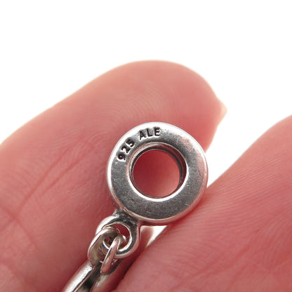 PANDORA 925 Sterling Silver Lucerne Flower Amulet Double Dangle Charm