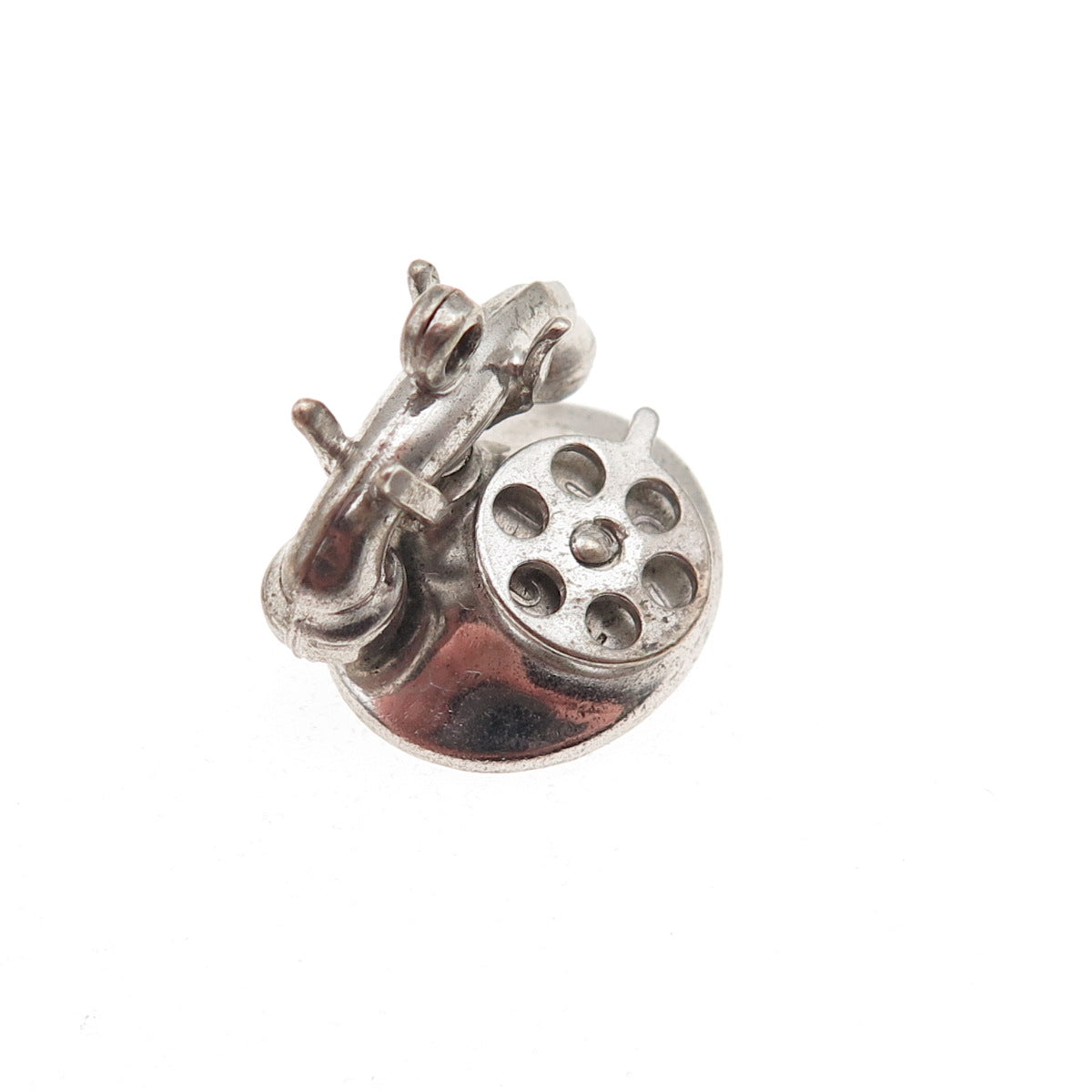 925 Sterling Silver Antique Art Deco Rotary Phone I Love You 3D Mini Pendant