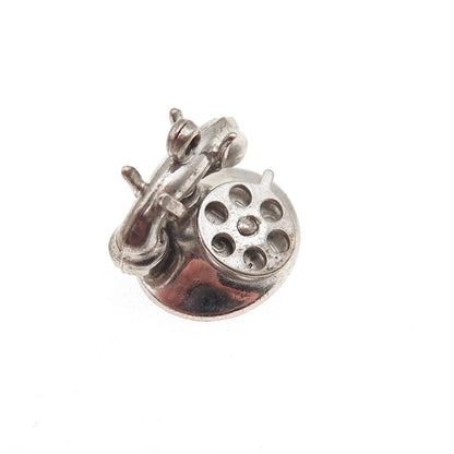 925 Sterling Silver Antique Art Deco Rotary Phone I Love You 3D Mini Pendant