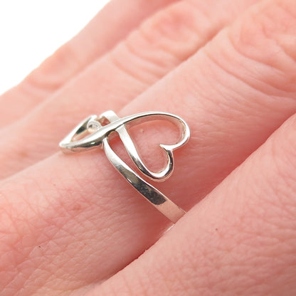 925 Sterling Silver Vintage Mother Daughter Friends Heart Infinity Ring Size 8.5