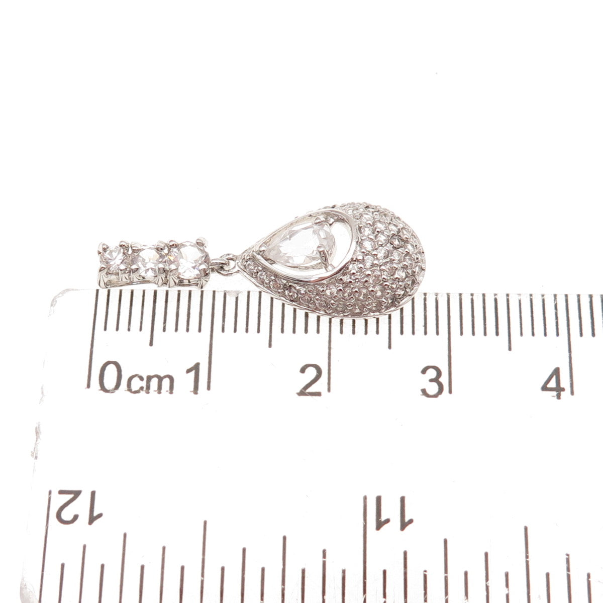 925 Sterling Silver Real White Topaz Teardrop Charm Pendant