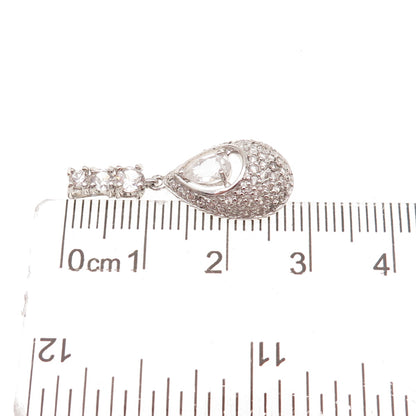 925 Sterling Silver Real White Topaz Teardrop Charm Pendant