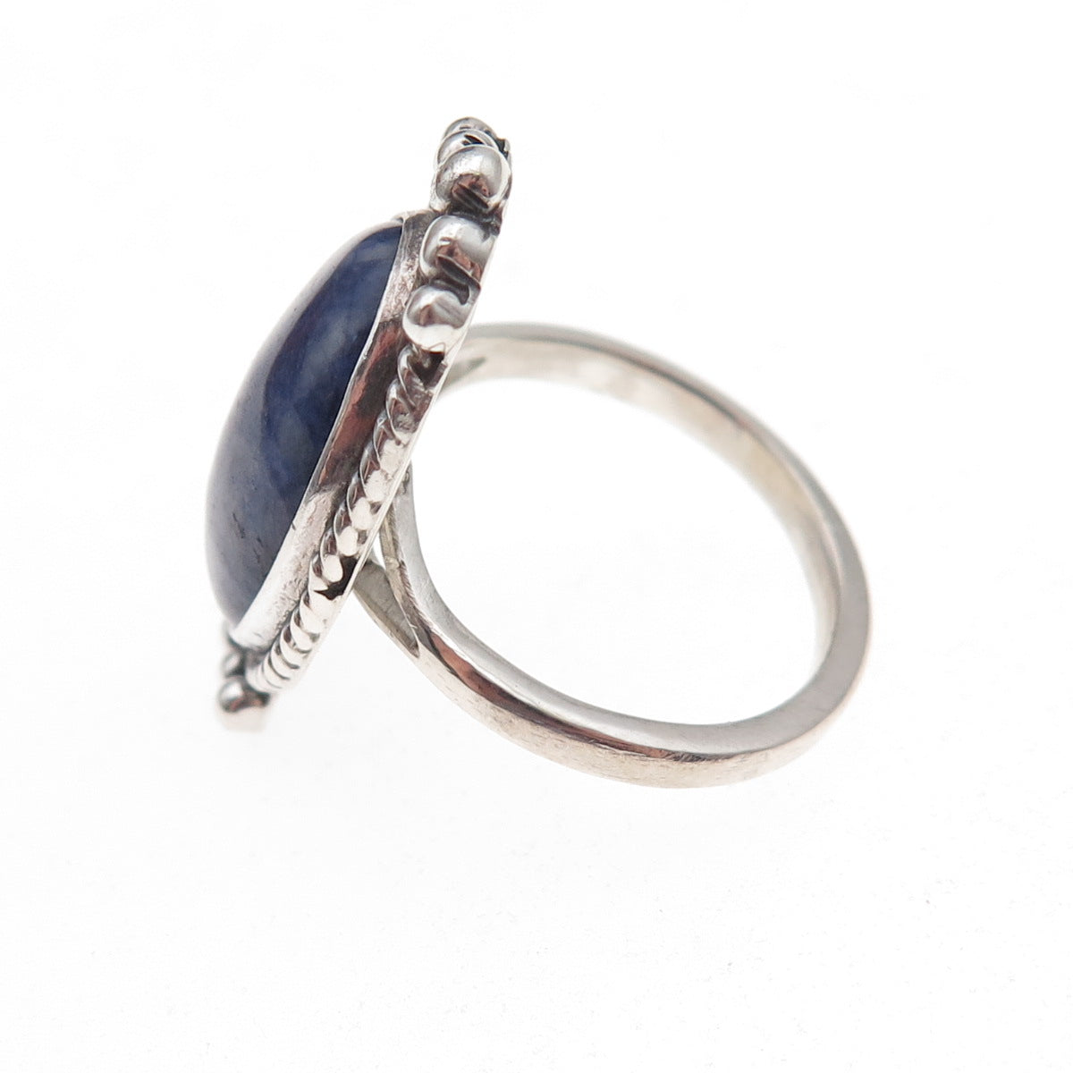 Old Pawn 925 Sterling Silver Vintage Southwestern Sodalite Tribal Ring Size 7