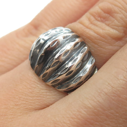 925 Sterling Silver Vintage Ribbed Ring Size 6.25