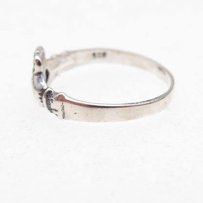 925 Sterling Silver Vintage Irish Claddagh Oxidized Ring Size 9