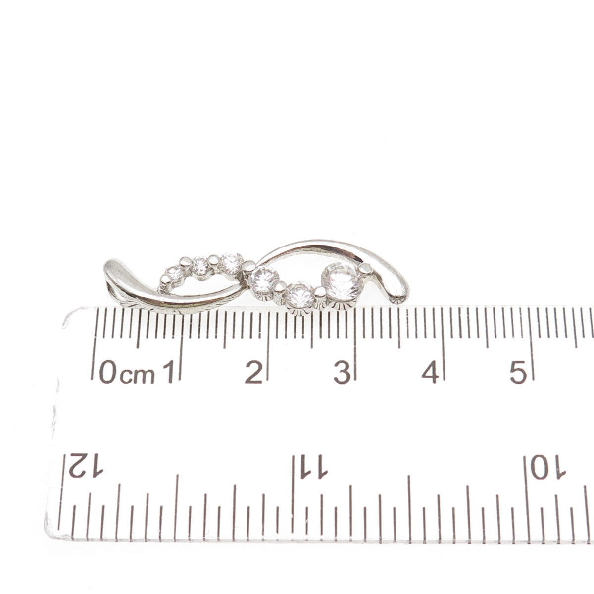 925 Sterling Silver Graduated Round-Cut C Z Infinity Slide Charm Pendant