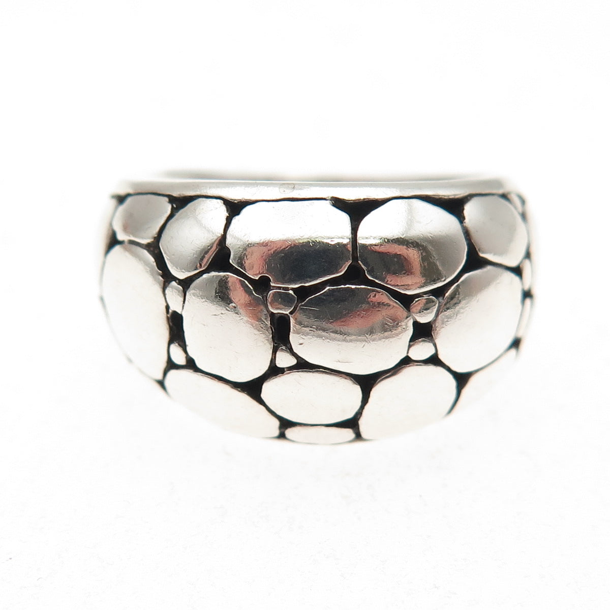 925 Sterling Silver Vintage Modernist Kali Dotted Ring Size 5.75