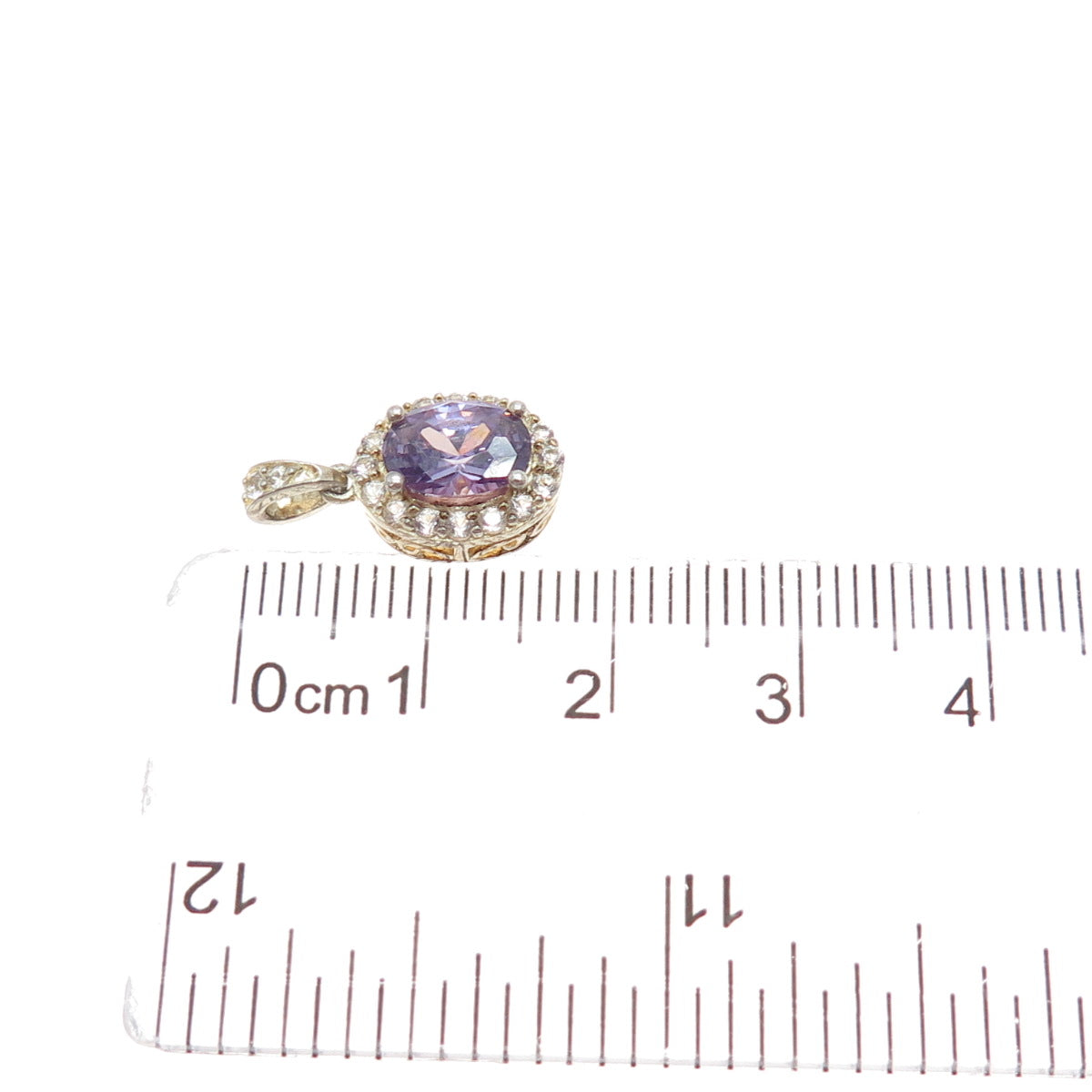 925 Sterling Silver Gold Plated Real Amethyst & White Topaz Minimalist Pendant