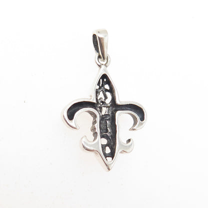 925 Sterling Silver Vintage Fleur-de-Lis Pendant