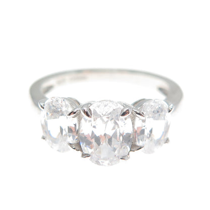 DSMK 925 Sterling Silver Oval-Cut C Z Engagement Ring Size 7.5