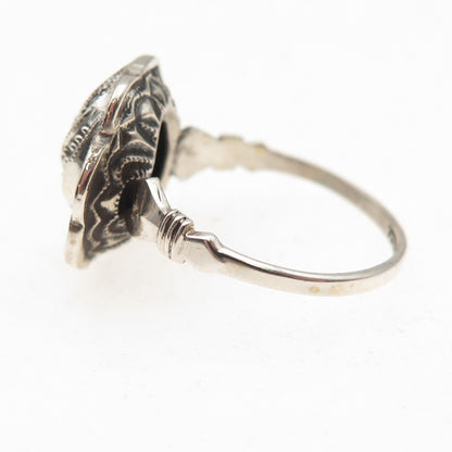 Uncas Sterling Silver Antique Art Deco Real Marcasite Rose Flower Ring Size 7