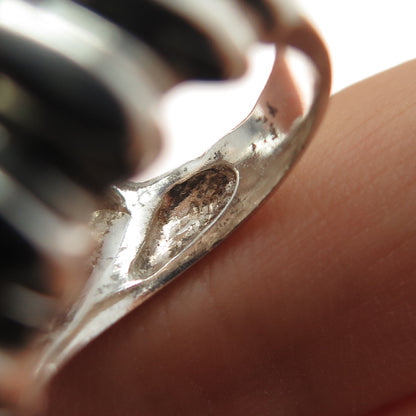925 Sterling Silver Vintage Modernist Ribbed Ring Size 5.25