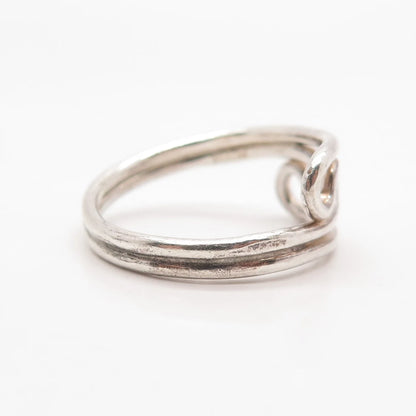 925 Sterling Silver Vintage Twisted Modernist Ring Size 9.75