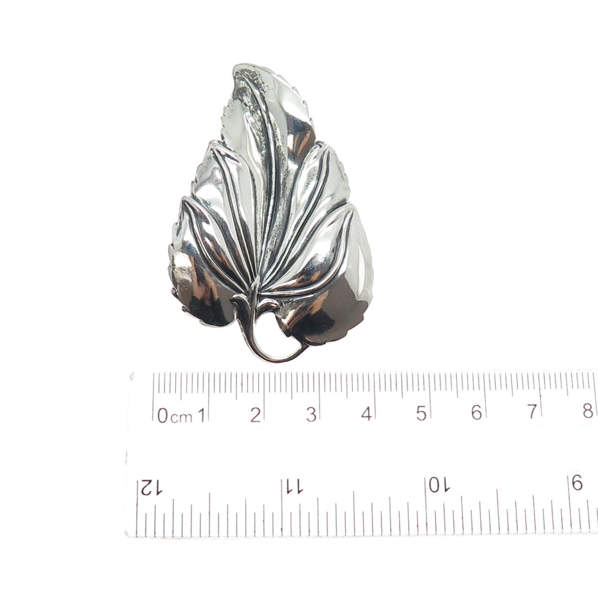DANECRAFT 925 Sterling Silver Antique Art Deco Floral Leaf Oxidized Pin Brooch