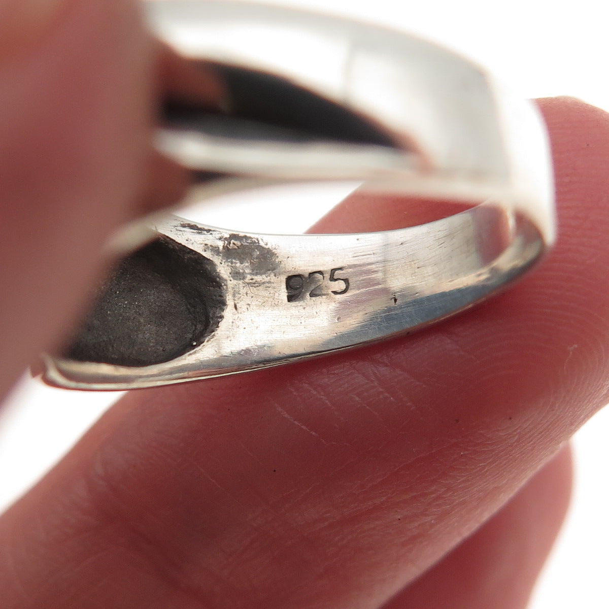 925 Sterling Silver Vintage Modernist Oxidized Ring Size 6