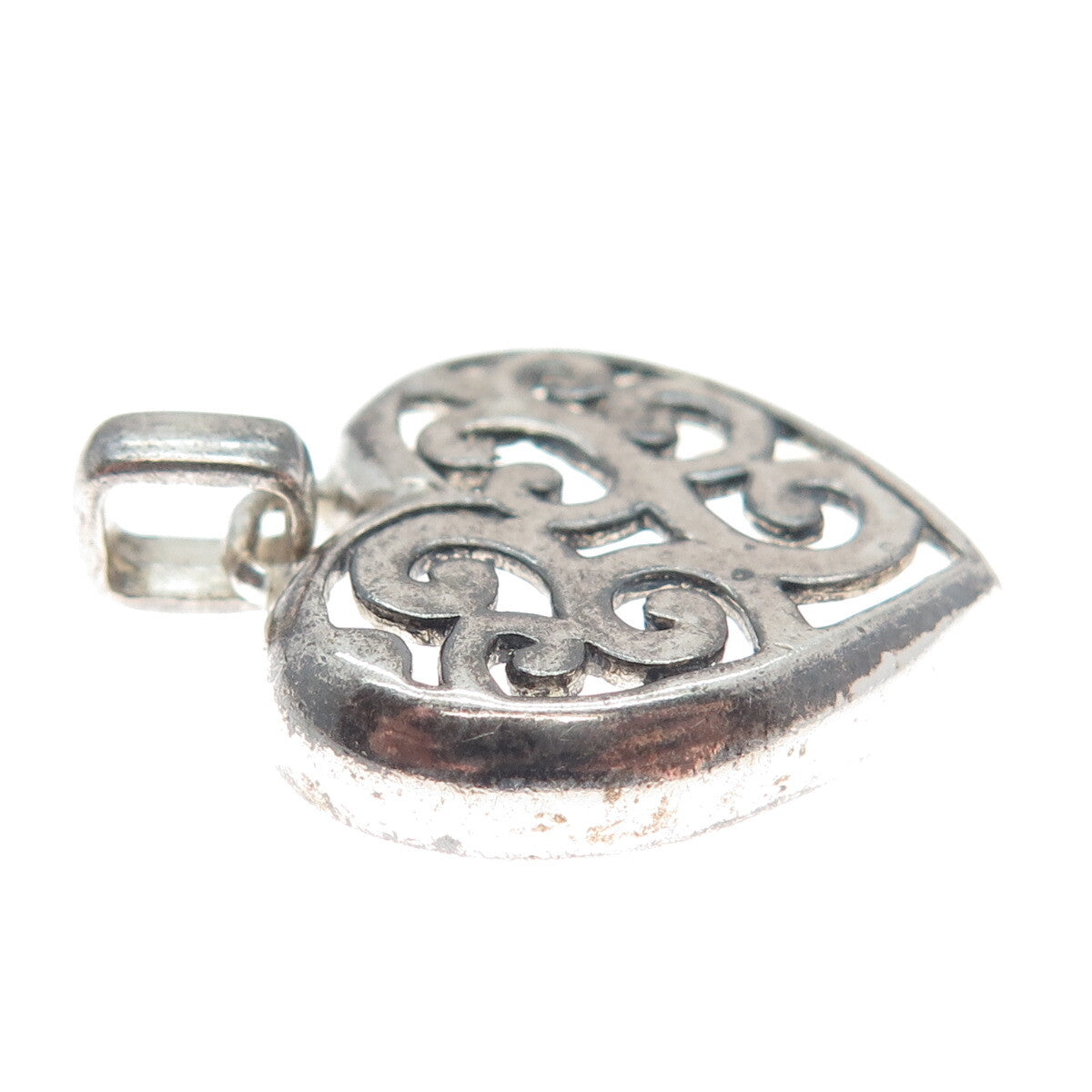 MARK WASSERMAN SAMARA 925 Sterling Silver Vintage Swirl Heart Pendant