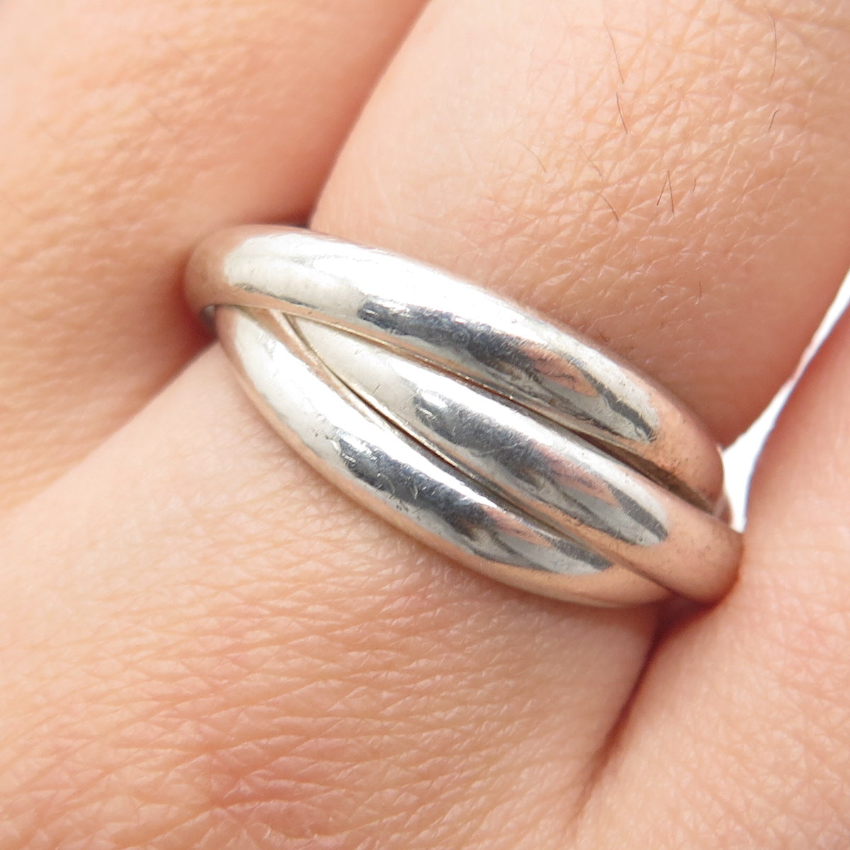 925 Sterling Silver Vintage Trinity Band Ring Size 7.75