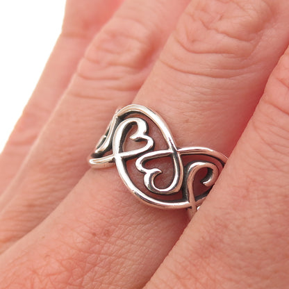 Tiffany & Co. Paloma Picasso Sterling Silver Vintage Loving Heart Ring Size 7.25