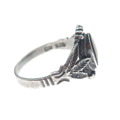 CHAPAL ZENRAY Sterling Silver Vintage Real Black Onyx Oxidized Ring Size 7.25