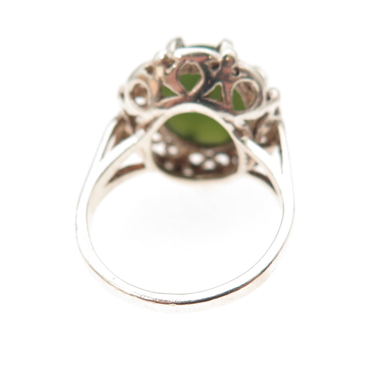 Colett's 925 Sterling Silver Antique Art Deco Real Jade Oxidized Ring Size 4.75