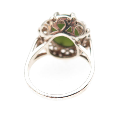 Colett's 925 Sterling Silver Antique Art Deco Real Jade Oxidized Ring Size 4.75
