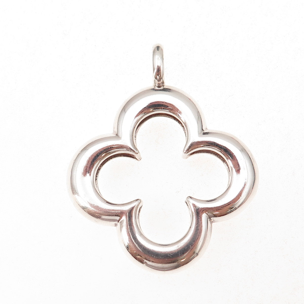 925 Sterling Silver Vintage 4-Leaf Floral Heavy 25.6g Pendant