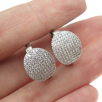 925 Sterling Silver Round-Cut Shaped C Z Huggie Earrings