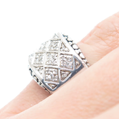 MICHAEL DAWKINS 925 Sterling Silver Real Round-Cut Diamond Ring Size 6.25