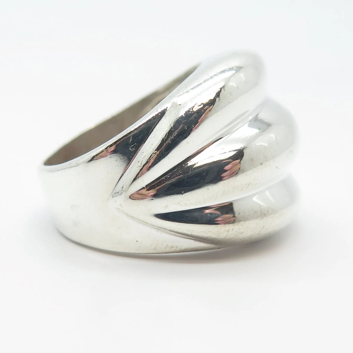 925 Sterling Silver Vintage Mexico Ribbed Ring Size 6.75