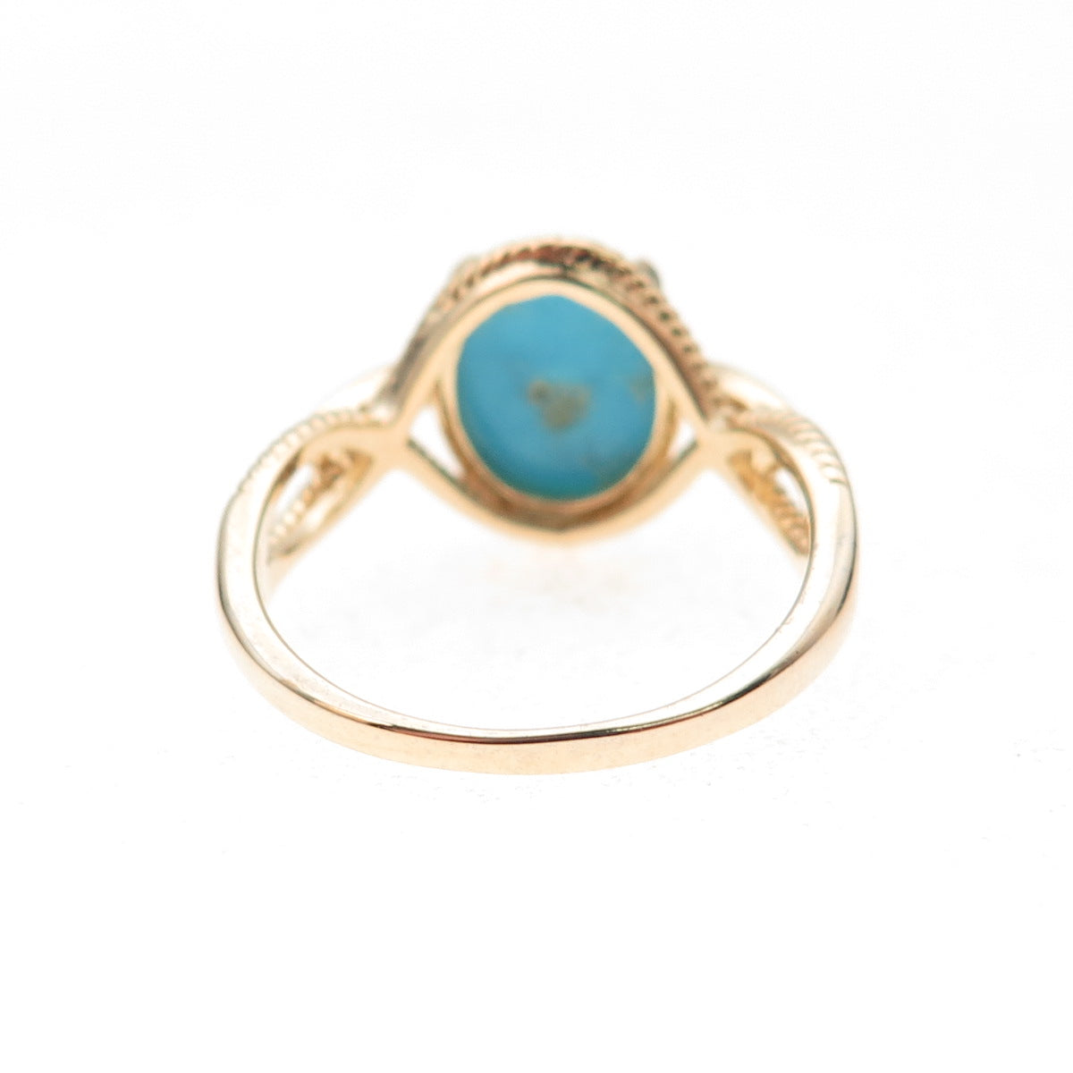 Tehya Oyama Sterling Silver Gold Plated Real Turquoise & White Topaz Ring Size 8