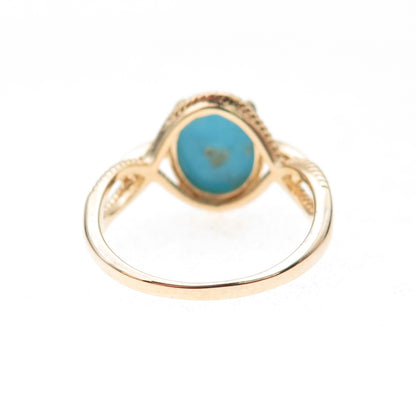 Tehya Oyama Sterling Silver Gold Plated Real Turquoise & White Topaz Ring Size 8