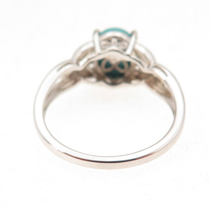 925 Sterling Silver Real Sleeping Beauty Turquoise Floral Ring Size 8
