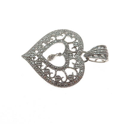 MICHAEL ANTHONY 925 Sterling Silver Real Diamond Accent Heart Pendant